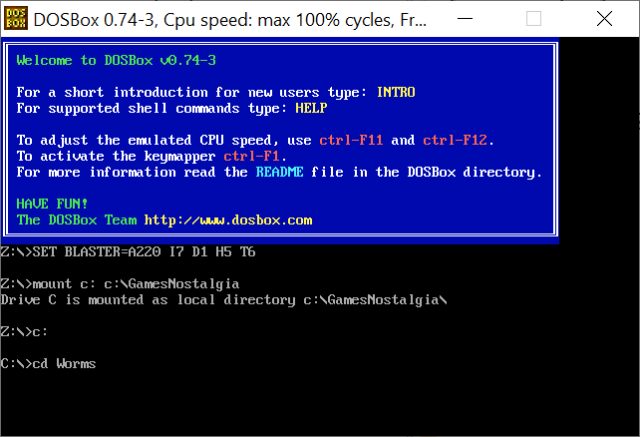 DOSBox main screen